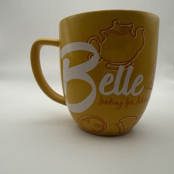 Vintage Disney Belle Yellow Ceramic Mug Beauty And The Beast With Red Interior - Picture 3 of 5